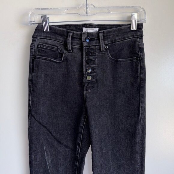 GOOD AMERICAN Skinny Jeans Size 0/25 Black Button Fly - Picture 2 of 10